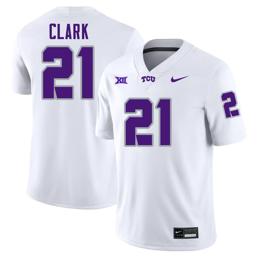 #21 Bud Clark TCU Jersey,Texas Christian University Horned Frogs Football Jersey-White